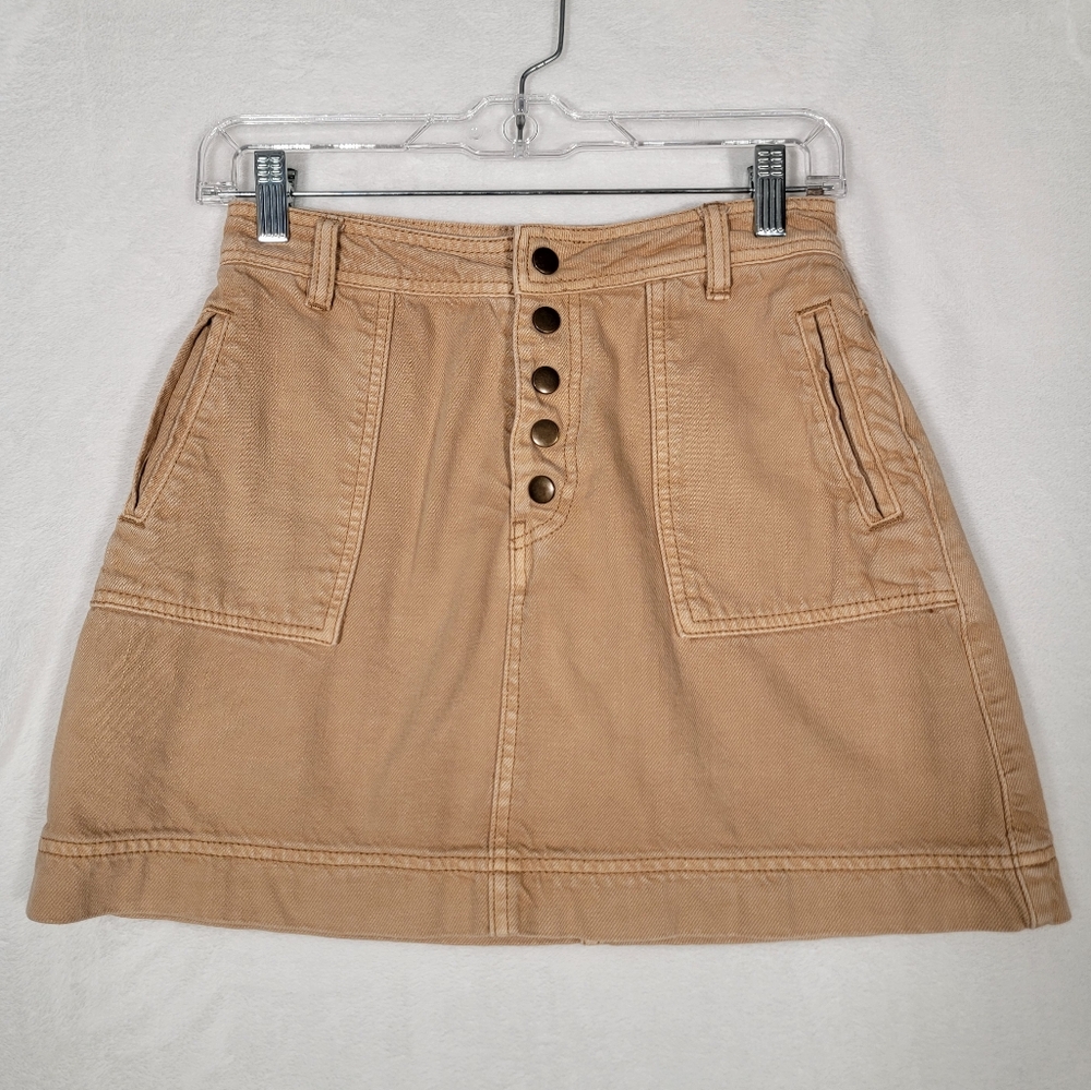 Free People Mini Skirt In Camel, Size 24